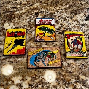 Four tin magnets reproduction